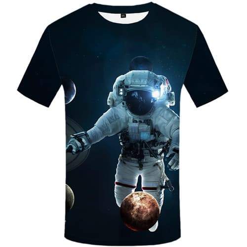 Astronaut T-shirt Men Galaxy Space T shirts Funny Moon Tshirts Casual Harajuku Shirt Print Funny Tshirt Printed Short Sleeve - KYKU