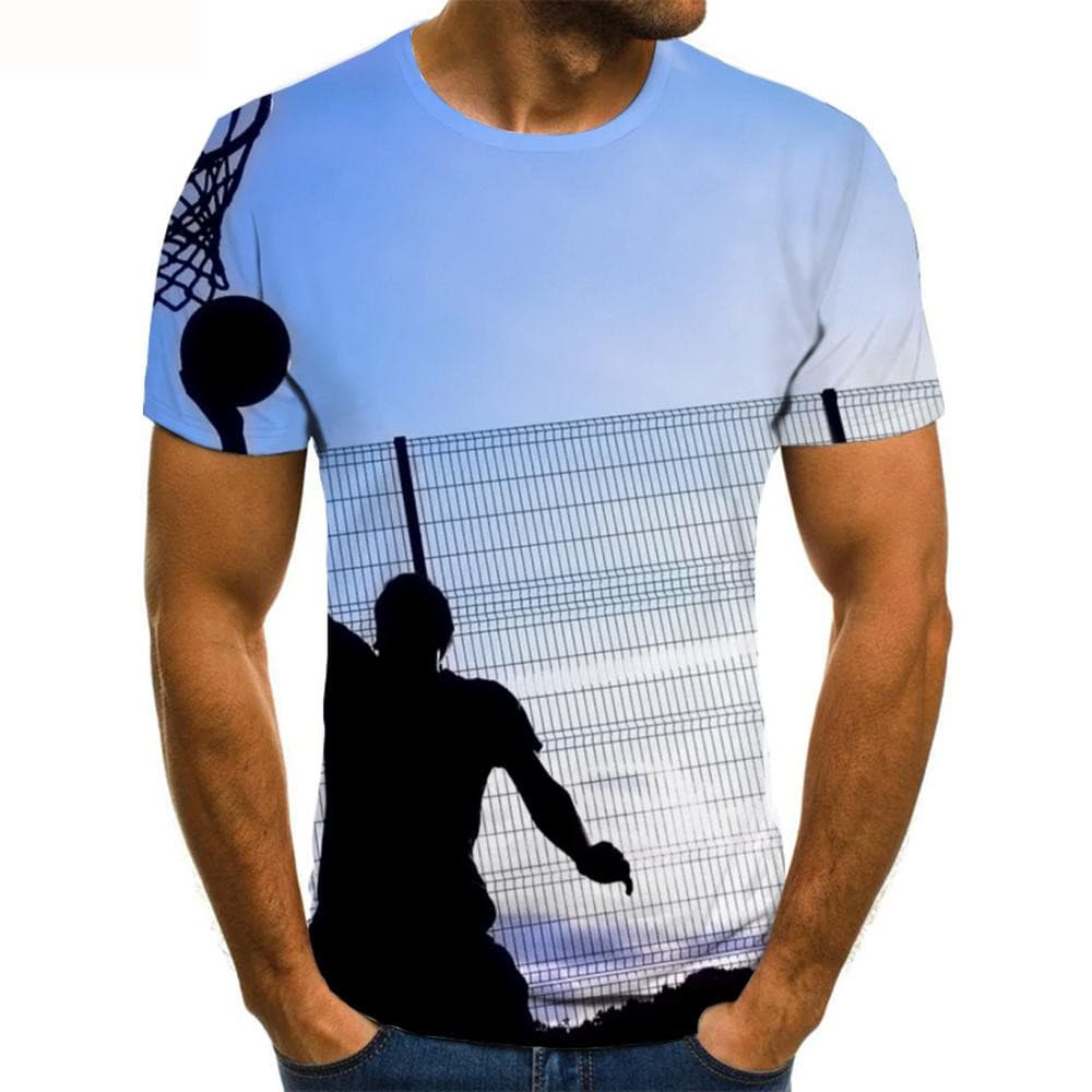 Ball T-shirt Men Blue Sky Shirt Print Hip Hop Anime Clothes Novel T-shirts 3d