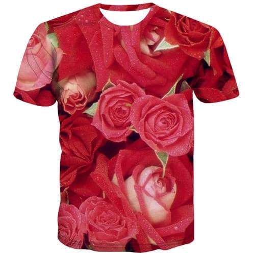 Rose T shirts Men Element Tshirts Novelty Floral Tshirts Casual Red Tshirt Anime Leisure T-shirts 3d Short Sleeve Fashion Men - KYKU