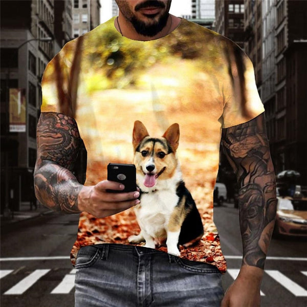 
dog shirts Casual Puppy Cute animal men's Casual art costume big Smart dogs
                