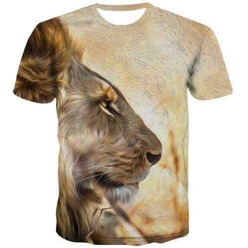 Animal T shirts Men Lion T shirts Funny Abstract T-shirts Graphic Dizziness Tshirt Anime Hip Hop Tshirts Casual Short Sleeve - KYKU