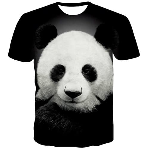 Panda T-shirt Men Animal T-shirts Graphic Lovely T-shirts 3d Black And White Tshirts Cool China Tshirts Casual Short Sleeve - KYKU