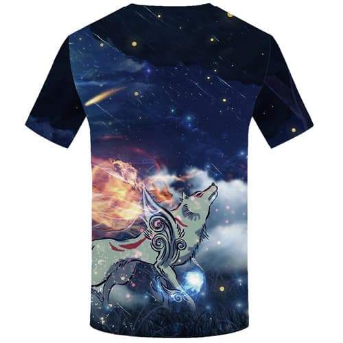 Aurora T shirts Men Wolf Tshirt Printed Animal T-shirts Graphic Fire T-shirts 3d Colorful Tshirts Casual Short Sleeve summer - KYKU