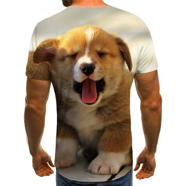 
tshirt dog tee shirt Puppy Cute animal Casual men's big Smart dogs art costume
                