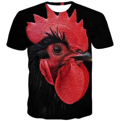 Cock T shirts Men Chicken Tshirts Novelty Animal Tshirt Printed Black T-shirts Graphic Harajuku Tshirts Cool Short Sleeve - KYKU