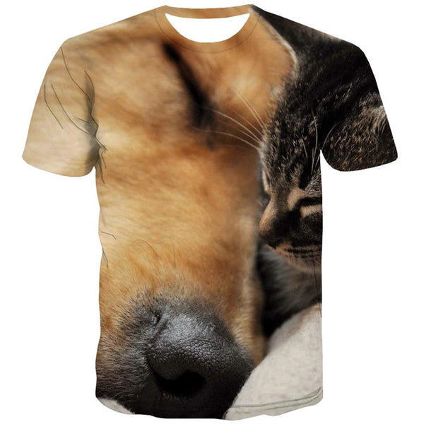 
t shirt animal t shirt 3D docile pets cat and dog art costume men Cool
                