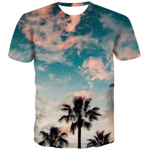 Coconut Tree T shirts Men Sky Tshirts Casual Colorful Shirt Print Harajuku Tshirt Anime Gothic Tshirts Novelty Short Sleeve - KYKU