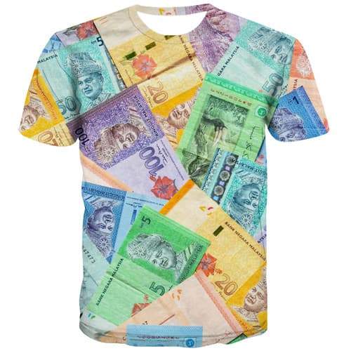 Money T shirts Men Flower T-shirts Graphic Malaysia Tshirt Printed Character Shirt Print Harajuku Tshirts Novelty Short Sleeve - KYKU