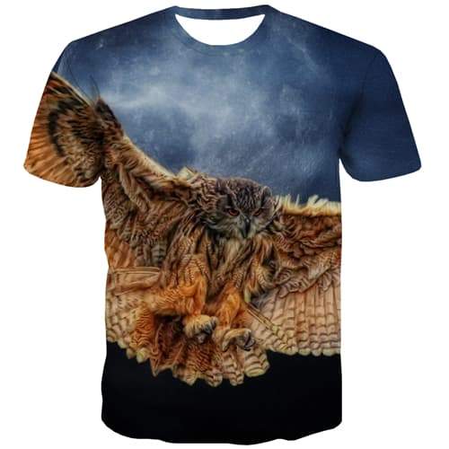 Animal T shirts Men Owl Tshirts Novelty Ferocious Shirt Print Harajuku Tshirt Anime Leisure T-shirts Graphic Short Sleeve - KYKU