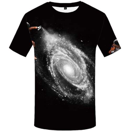 Galaxy Space T-shirt Men Black T-shirts Graphic Astronaut Tshirts Casual Vortex T-shirts 3d Funny Tshirt Printed Short Sleeve - KYKU