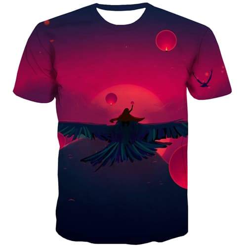 Moon T-shirt Men Halloween Tshirt Printed Flame Tshirts Cool Terror T-shirts Graphic Hip Hop Shirt Print Short Sleeve Punk Rock - KYKU