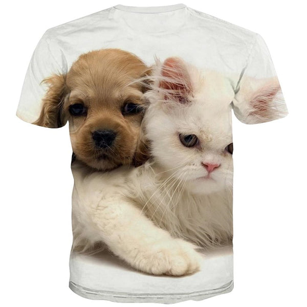 
shirt animal tee shirt docile pets cat and dog Cool men art costume
                