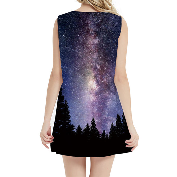 
Galaxy Dress Women Nebula Vestido Sexy Forest 3d Print Space Sundress Harajuku Halter Sleeveless Womens Clothing Club
                