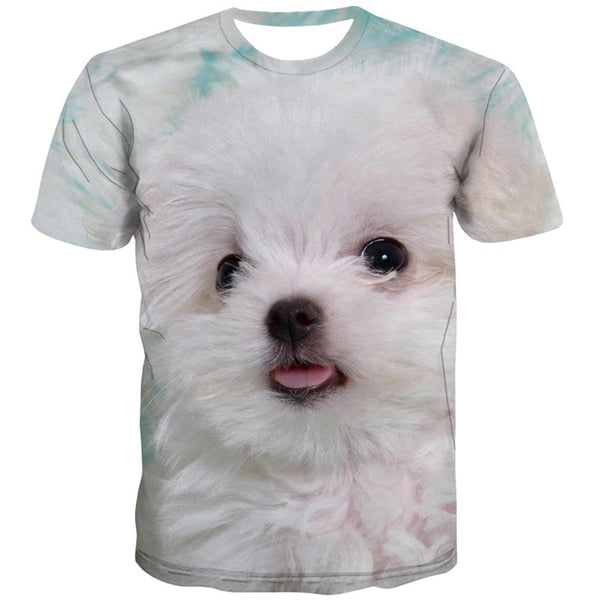 
Little White Dog t shirts Puppy Cute Pets tee shirt man art costume Cool big Smart dogs
                