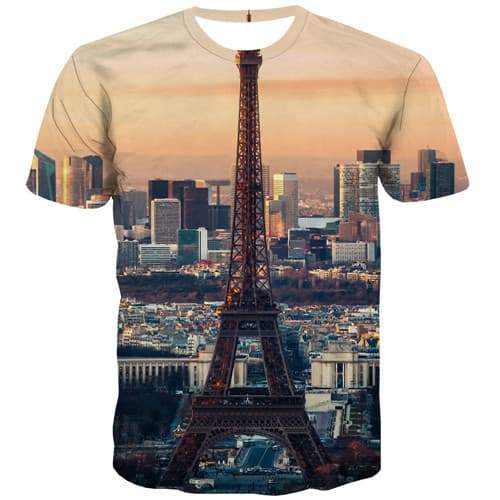 City T shirts Men Tower T-shirts Graphic Sky Tshirts Novelty Harajuku Tshirt Printed Gothic Shirt Print Short Sleeve Punk Rock - KYKU