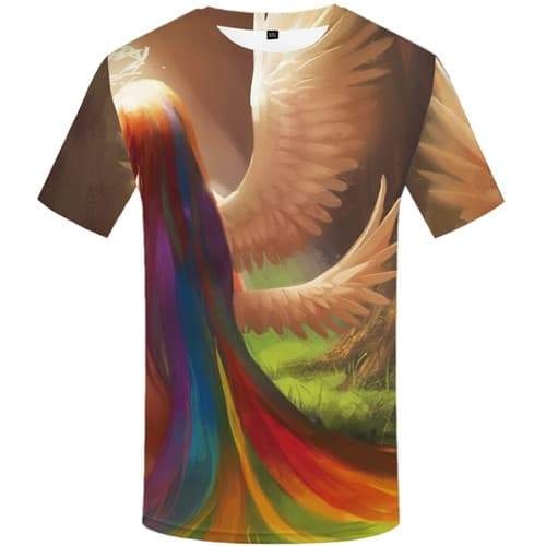 Rainbow T shirts Men Graffiti Tshirts Casual Feather Tshirts Cool Colorful Tshirts Novelty Art Shirt Print Short Sleeve summer - KYKU