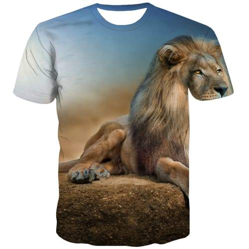Lion T shirts Men Animal T-shirts Graphic Leisure Tshirts Cool Harajuku T-shirts 3d Funny T shirts Funny Short Sleeve T shirts - KYKU