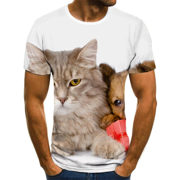 animal t shirtHip hop tshirt 3D docile petsCool cat and dog art costume men