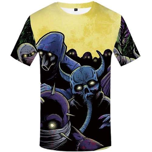 Skull T shirts Men War T-shirts 3d Band T-shirts Graphic Animal Shirt Print Gothic T shirts Funny Short Sleeve Fashion Mens Tee - KYKU