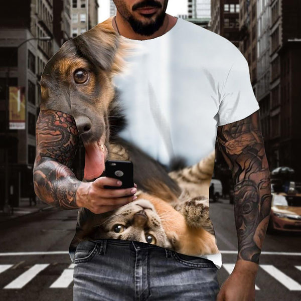 
animal tshirtdocile pets tee topart costume men Cool cat and dog
                