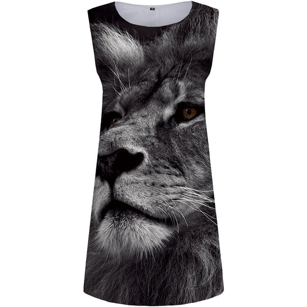 Lion Dress Women Animal 3d Print Gray Bodycon Dress King Ladies Dresses Gothic Vestido Sexy Womens Clothing Mini Evening