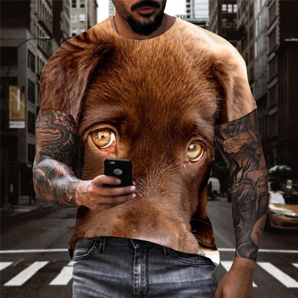 
dog tshirt Puppy Cute animal tee shirt Casual men's art costume big Smart dogs
                
