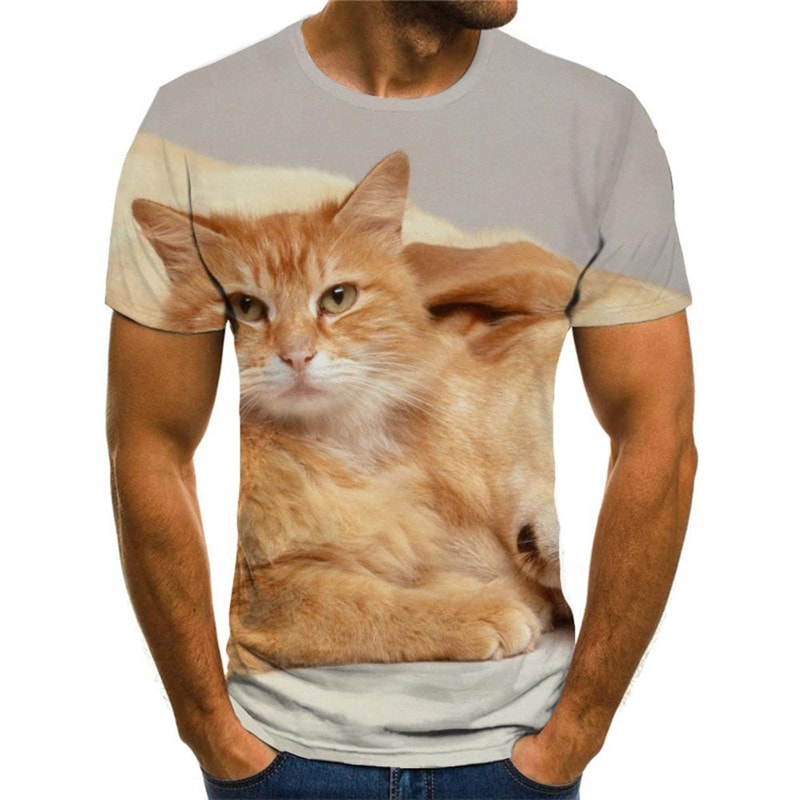 animal shirt Cool docile pets Casual art costume cat and dog men