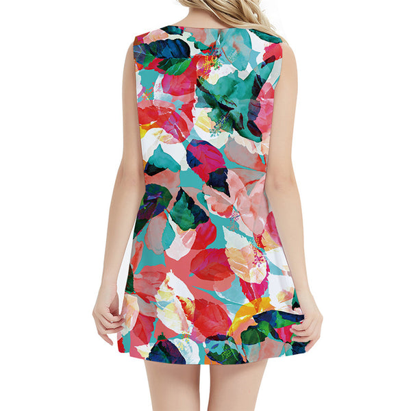 
Flower Dress Women Colorful Tank Graffiti Short Art Sexy Vintage Party Womens Clothing Summer
                