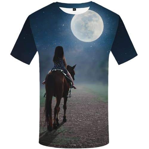 Moon T shirts Men Horse Shirt Print Animal Tshirt Printed Character Tshirts Casual Harajuku Tshirts Novelty Short Sleeve - KYKU