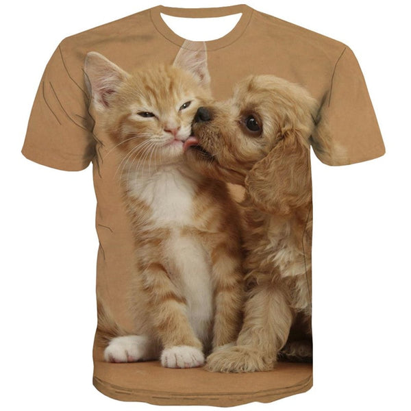 
animal t shirt docile pets t shirt 3D cat and dog art costume Cool men
                
