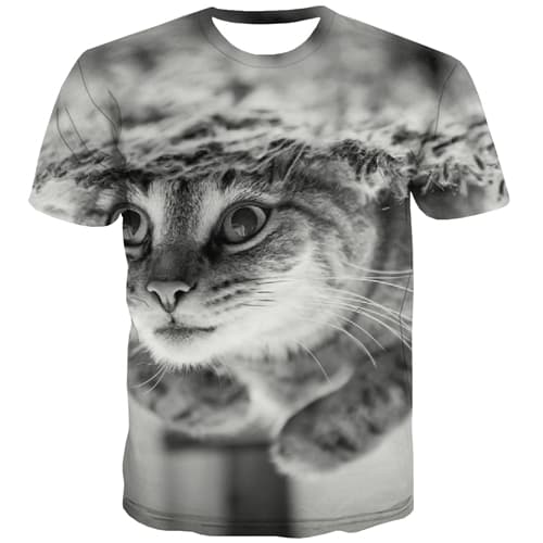 Cat T-shirt Men Animal T-shirts Graphic Lovely Tshirts Casual Funny Shirt Print Street Tshirt Printed Short Sleeve Punk Rock - KYKU