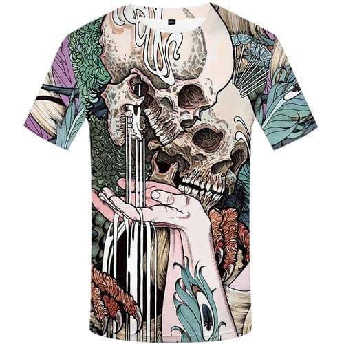 Skull T shirts Men Flower T-shirts 3d Character Shirt Print Harajuku Tshirts Novelty Animal Tshirt Printed Short Sleeve summer - KYKU