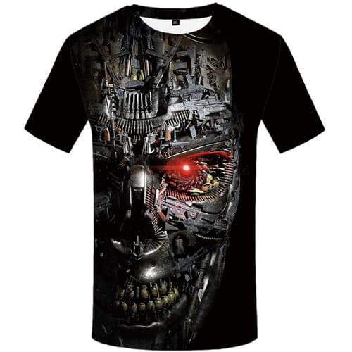 Skull T-shirt Men Metal Tshirts Casual Military Tshirt Anime War Tshirt Printed Black T-shirts 3d Short Sleeve summer Men - KYKU