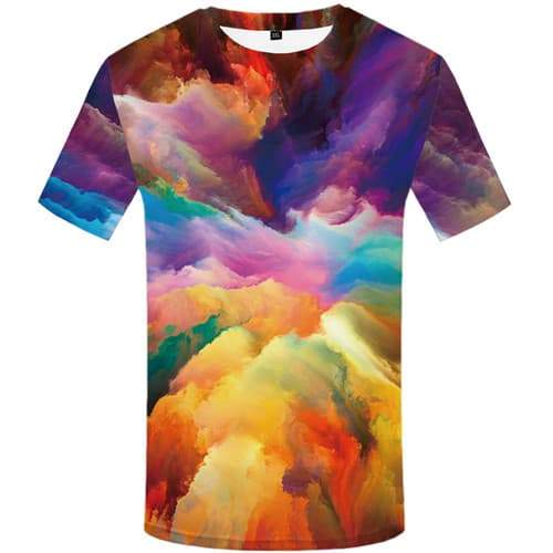 Art T shirts Men Graffiti Tshirt Anime Colorful T-shirts 3d Painting Tshirts Novelty Abstract Tshirts Cool Short Sleeve Fashion - KYKU