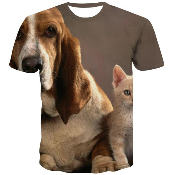 
tshirt animal docile pets Novelty 3D shirt Cool men cat and dog art costume
                