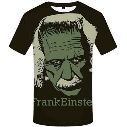 Einstein T-shirt Men Science T-shirts 3d Black Shirt Print Character T shirts Funny Gothic Tshirt Anime Short Sleeve T shirts - KYKU