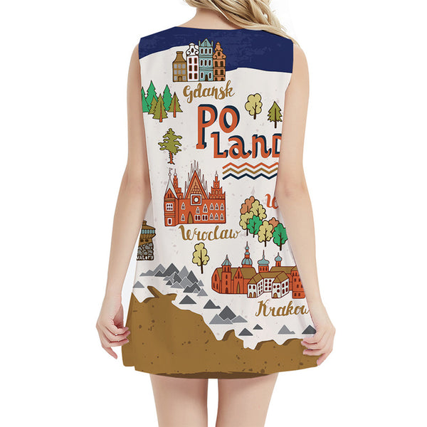 
Cartoon Dress Women Poland Sundress Geometric Vestido Sexy Graffiti Ladies Dresses Tree 3d Print Womens Clothing Club
                