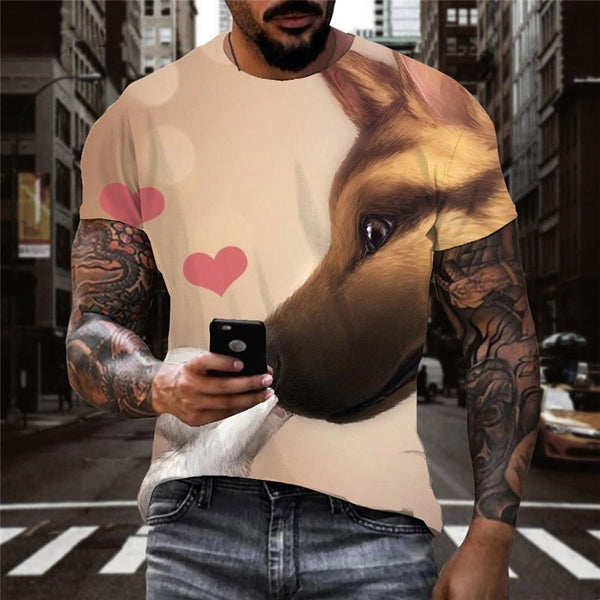 
dog shirt Puppy Cute Pets tee shirt big Smart dogs Cool art costume men
                