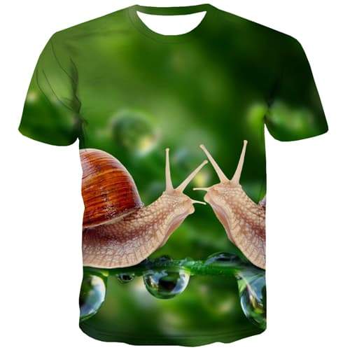 Snails T shirts Men Lovely Tshirt Printed Animal T-shirts 3d Funny Tshirts Novelty Green T shirts Funny Short Sleeve summer Mens - KYKU