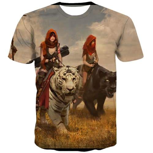 Animal T shirts Men Tiger Tshirts Cool War Tshirts Casual Harajuku Tshirt Printed Street Shirt Print Short Sleeve Punk Rock Mens - KYKU