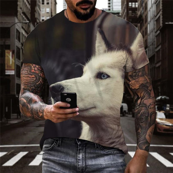 
Husky dog t shirts Novelty 3D shirt Puppy Cute Pets art costume big Smart Husky dogs Casual men
                