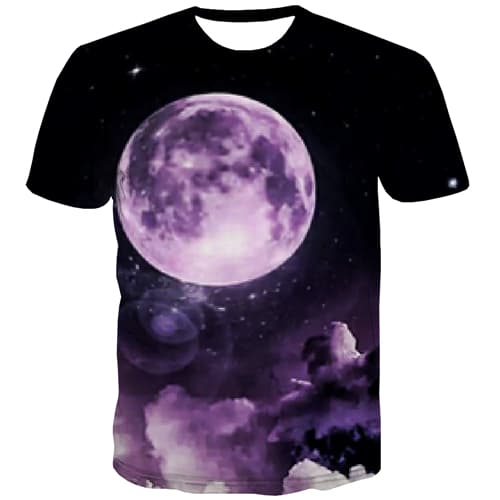 Earth T shirts Men Galaxy Tshirts Cool Moon T-shirts 3d Hip Hop Tshirts Novelty Harajuku Tshirt Printed Short Sleeve Full Print - KYKU