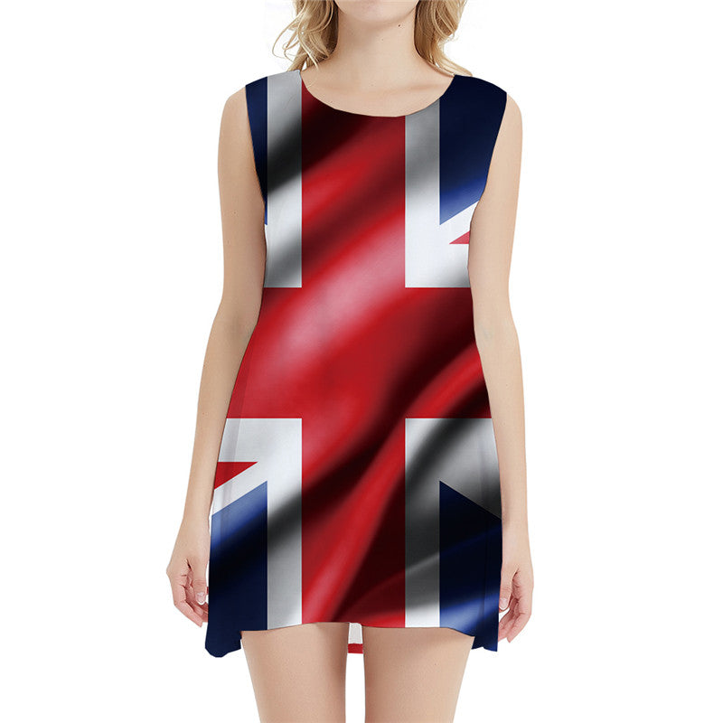 British Flag Dresses Women Harajuku Ladies Dresses United Kingdom Sundress Geometric 3d Print Gothic Vestido Sexy
