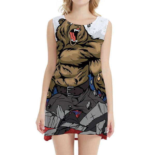 Bear Dress Women Muscle Beach Animal Party Russia Sundress War Korean Style Womens Clothing Vintage