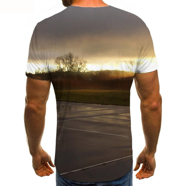 
Sunset T-shirt Men Tree Funny T shirts Basketball Court Tshirt Printed Street Shirt Print
                