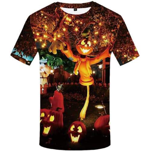 Halloween T shirts Men Pumpkin Shirt Print Lantern T shirts Funny Tree Tshirts Cool Harajuku T-shirts Graphic Short Sleeve - KYKU
