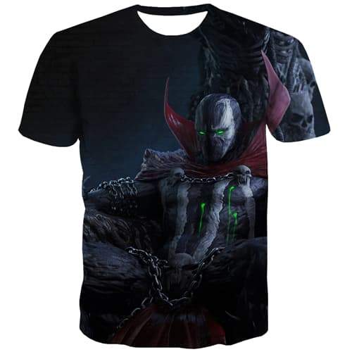 Skull T shirts Men Film Tshirts Cool Terror Tshirts Novelty Hip Hop Tshirt Printed Street Shirt Print Short Sleeve Full Print - KYKU