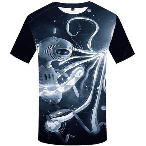 Alien T shirts Men Galaxy Space Tshirt Anime Animal Tshirt Printed Octopus Tshirts Cool Metal Tshirts Novelty Short Sleeve - KYKU