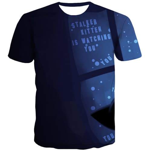 Abstract T-shirt Men Letter T-shirts Graphic Blue Tshirt Anime Hip Hop Shirt Print Short Sleeve summer Unisex Tee O-neck Rock - KYKU