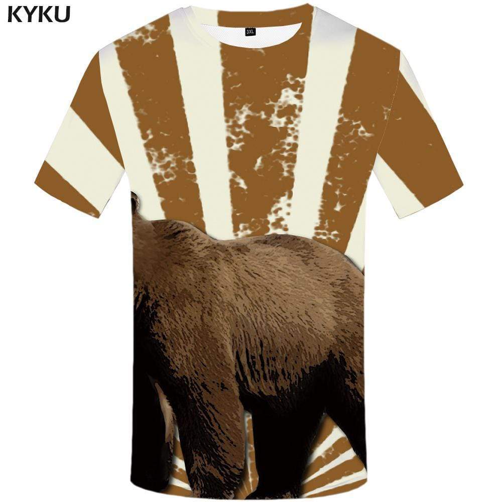 Bear T shirt Men Animal T shirts Funny Russia T-shirt 3d Harajuku Tshirt Anime Tshirts Print Mens Fashion Short Sleeve Unisex - KYKU